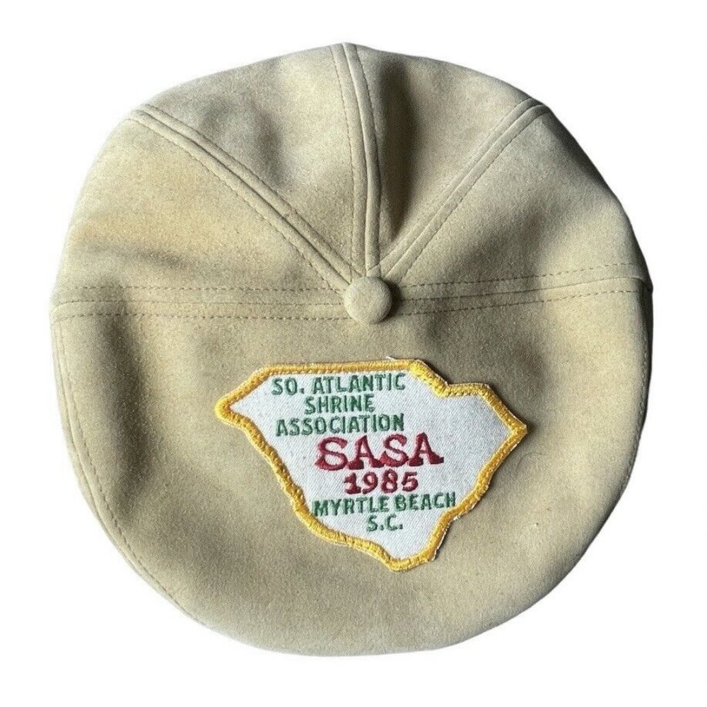 K-Brand USA Made Snap Back Flat Paperboy Bill Cap SASA 1985 Suede Leather Tan